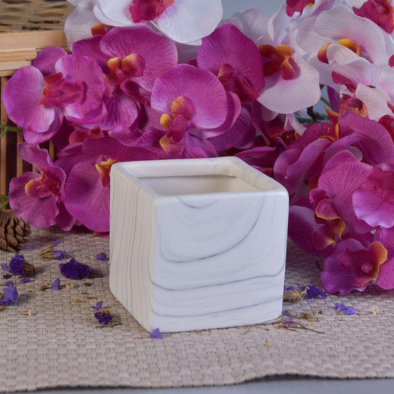 Marbling square ceramic candle jar tealight candle holder Marbling square ceramic candle jar tealight candle holder