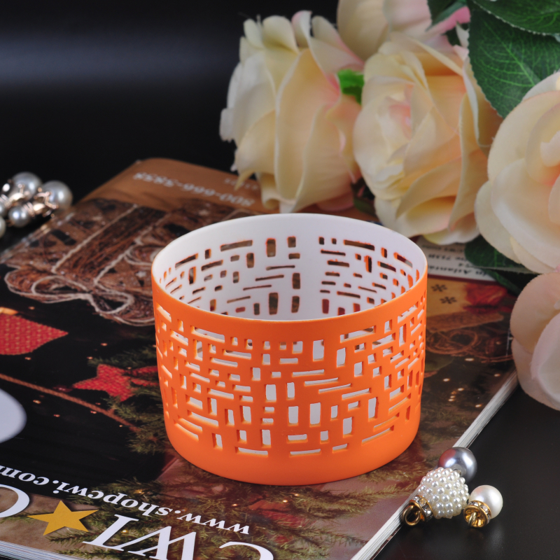Orange decorative carving ceramic candle holder Orange decorative carving ceramic candle holder