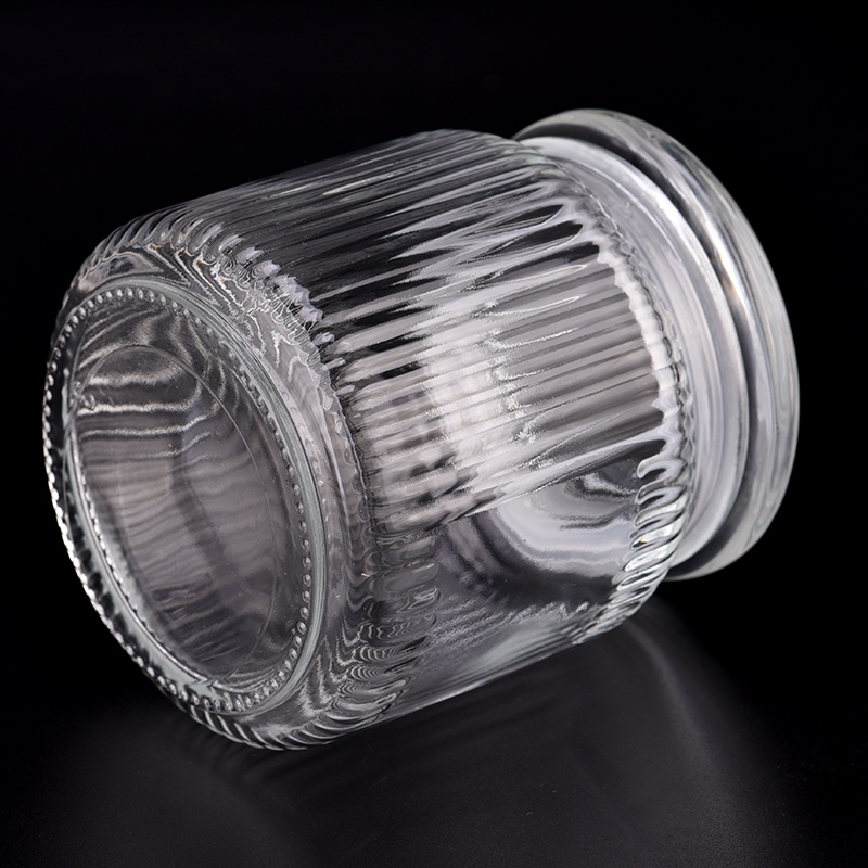 Luxury design 600ml clear glass candle jar with lid