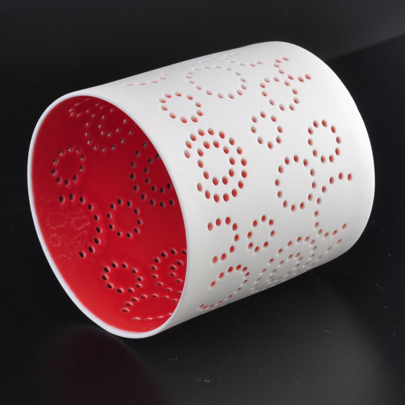 white perforating ceramic candle holder white perforating ceramic candle holder