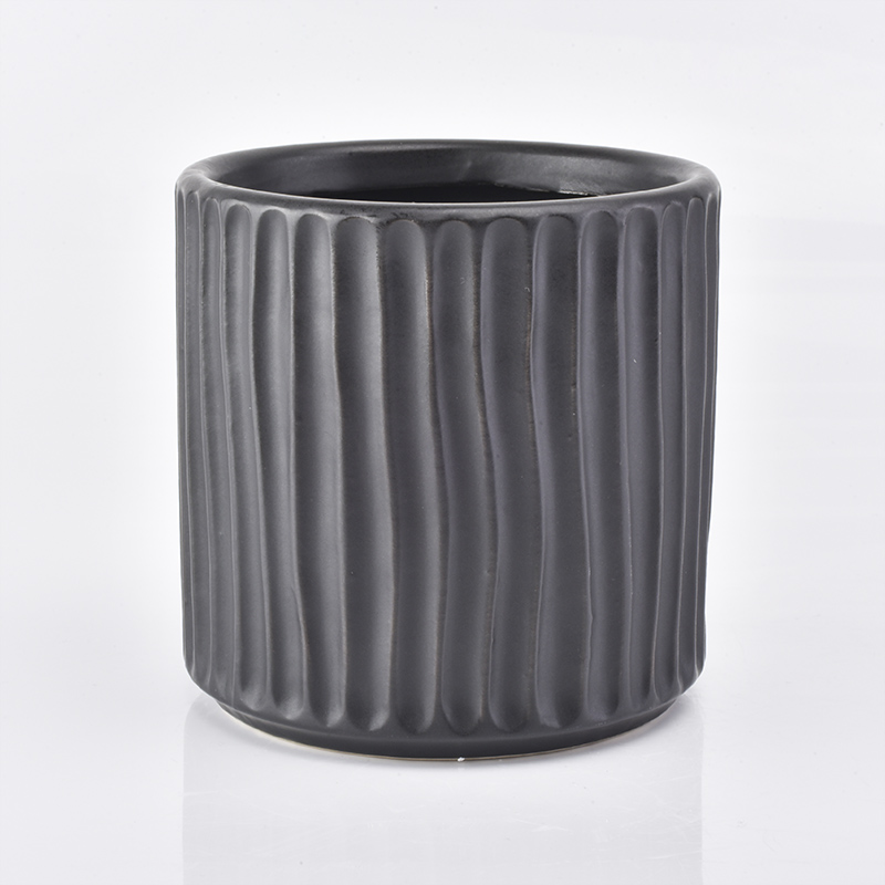 Big capacity round shape matte black ceramic wax candle jar