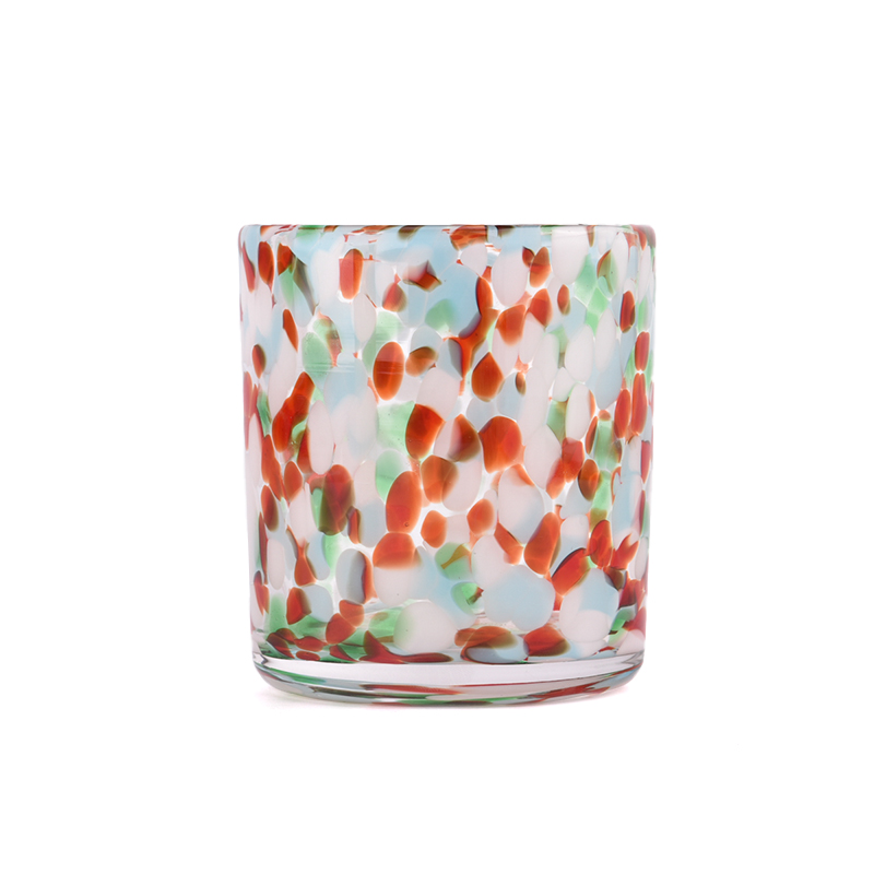Wholesale custom 529ml speckled multicolor glass candle jar