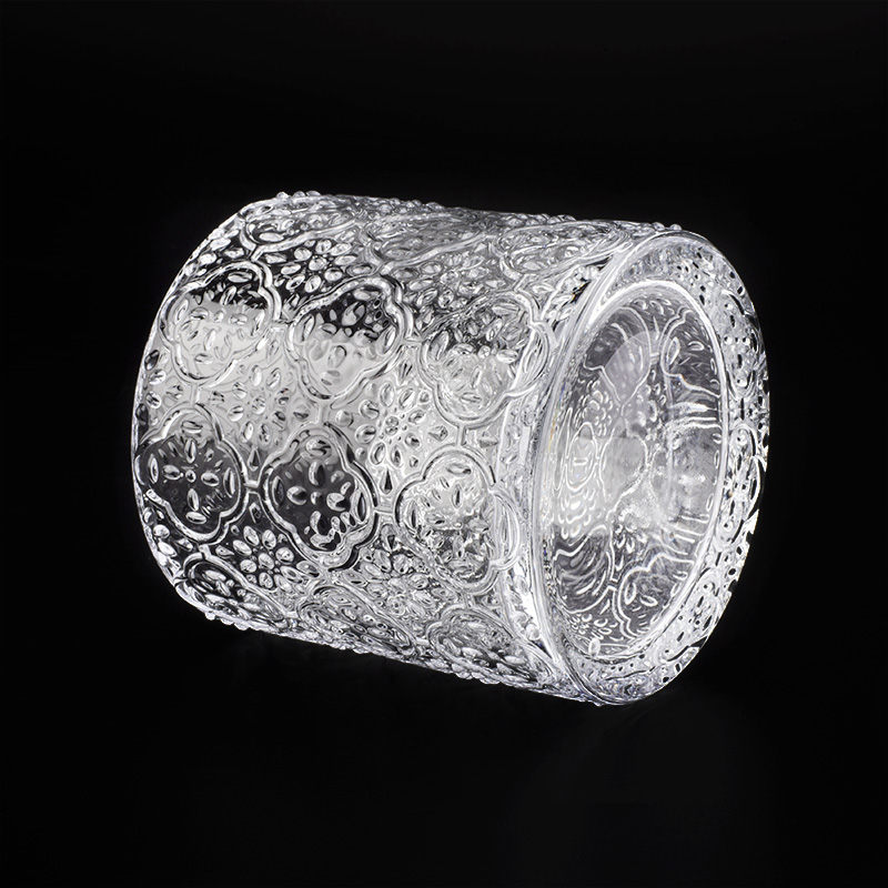 8oz embossed glass candle holders