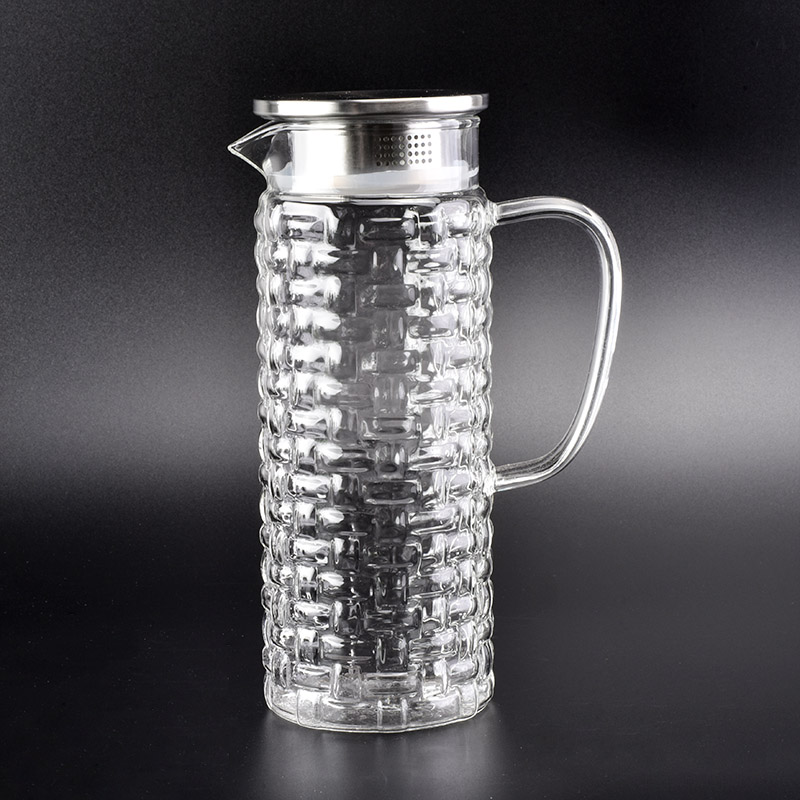 1110ml Woven pattern borosilicate glass kettle 