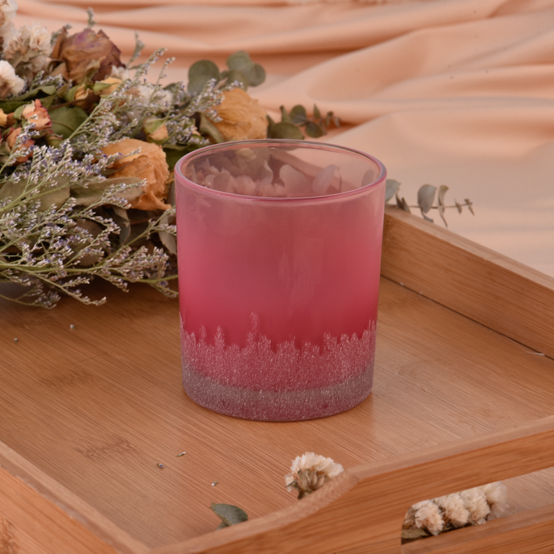 Wholesale red gradated snowflake pattern glass candle jars for christmas decorations