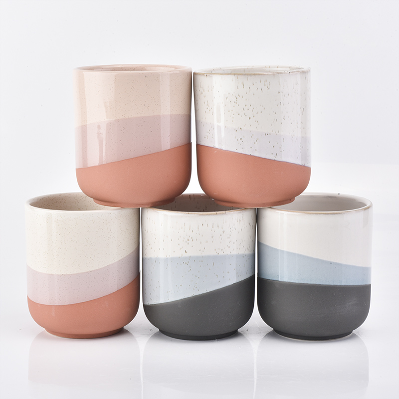 Three color ceramic candle holders