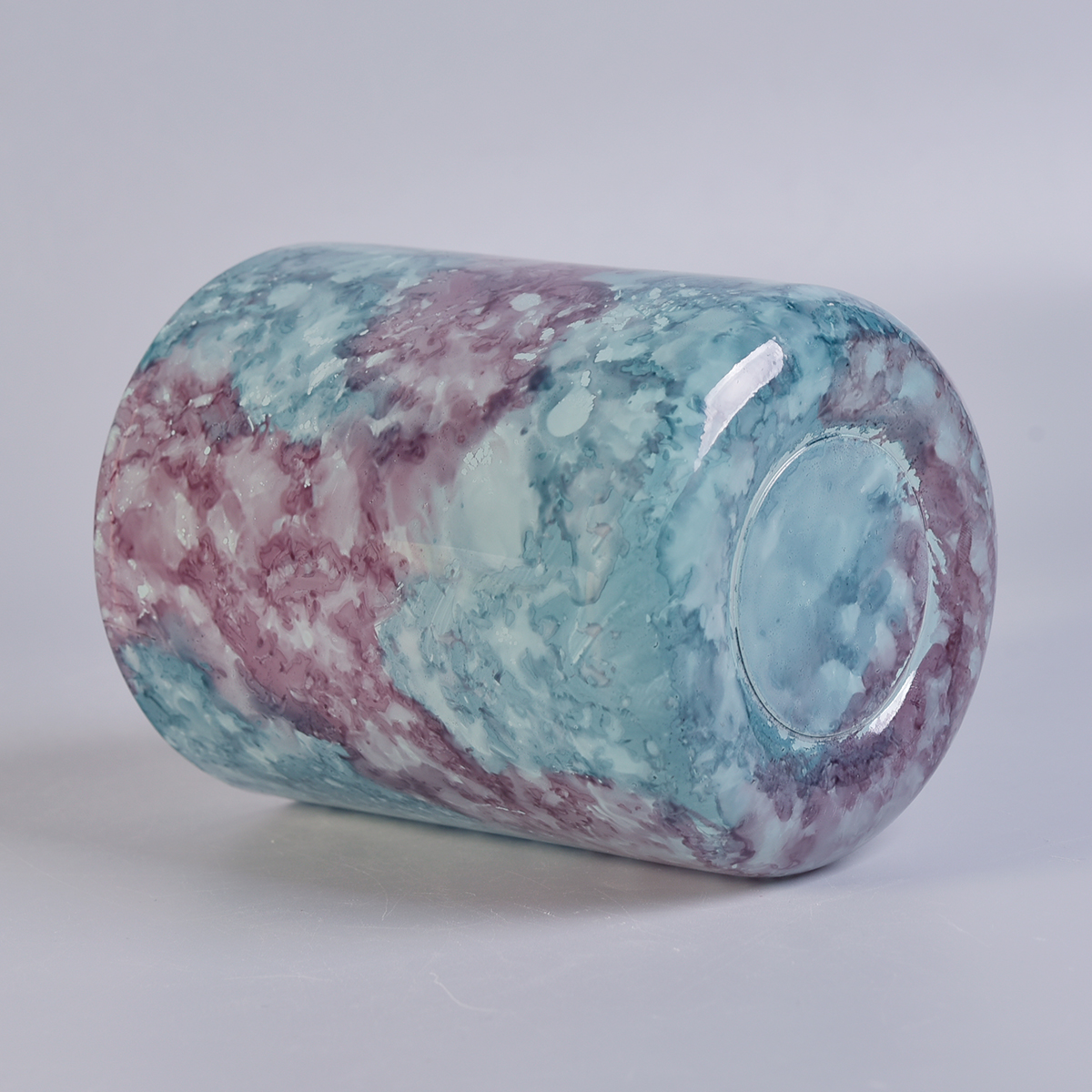 Colored wholesale cylinder marble candle jar glass