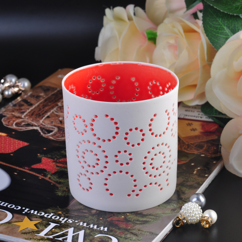 white perforating ceramic candle holder white perforating ceramic candle holder
