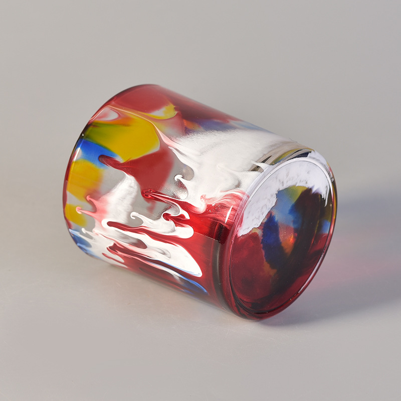Oil paint effect Monnai color glass candle holder Oil paint effect Monnai color glass candle holder