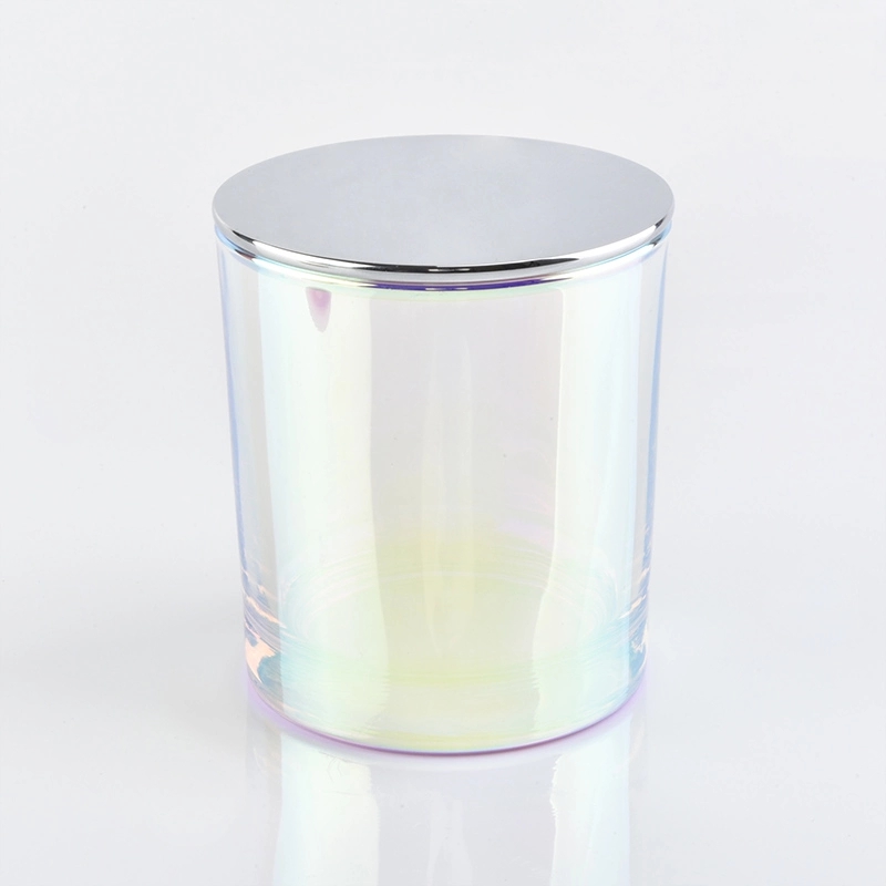Luxury Iridescent glass candle jar with lids