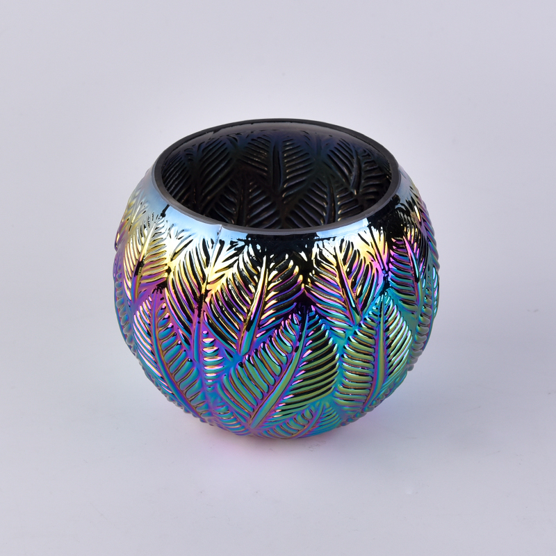 Electroplate crystal bowl candle holder large size