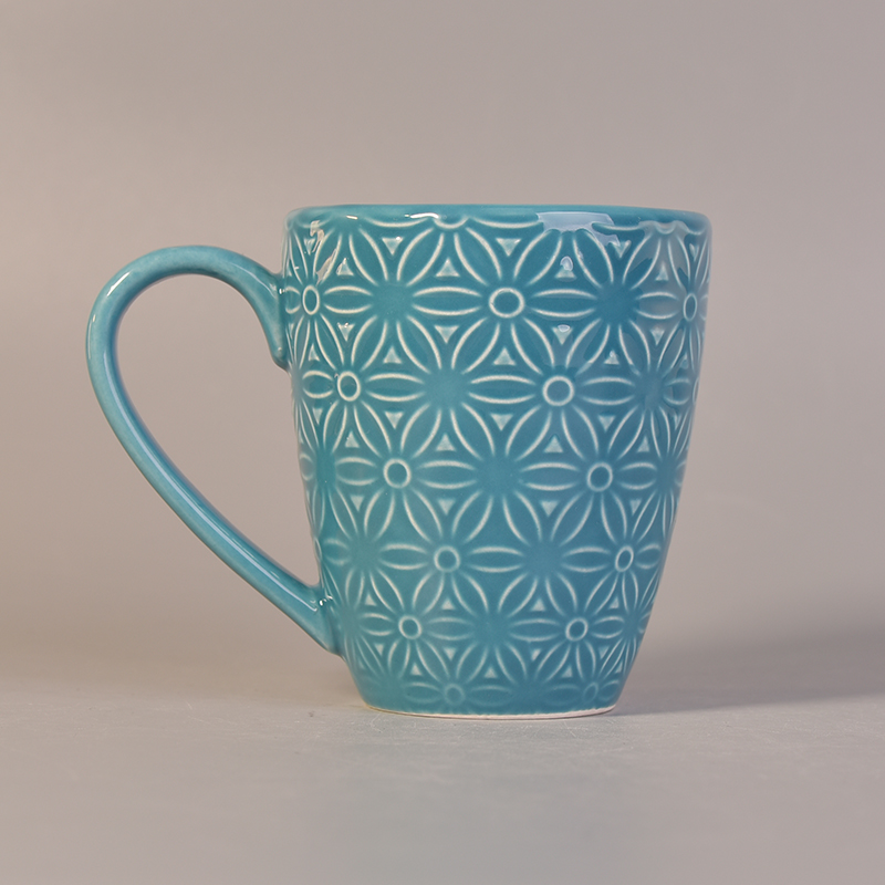Ceramic mugs wholesale for coffee tea drinking blue colors with patterns Ceramic mugs wholesale for coffee tea drinking blue colors with patterns