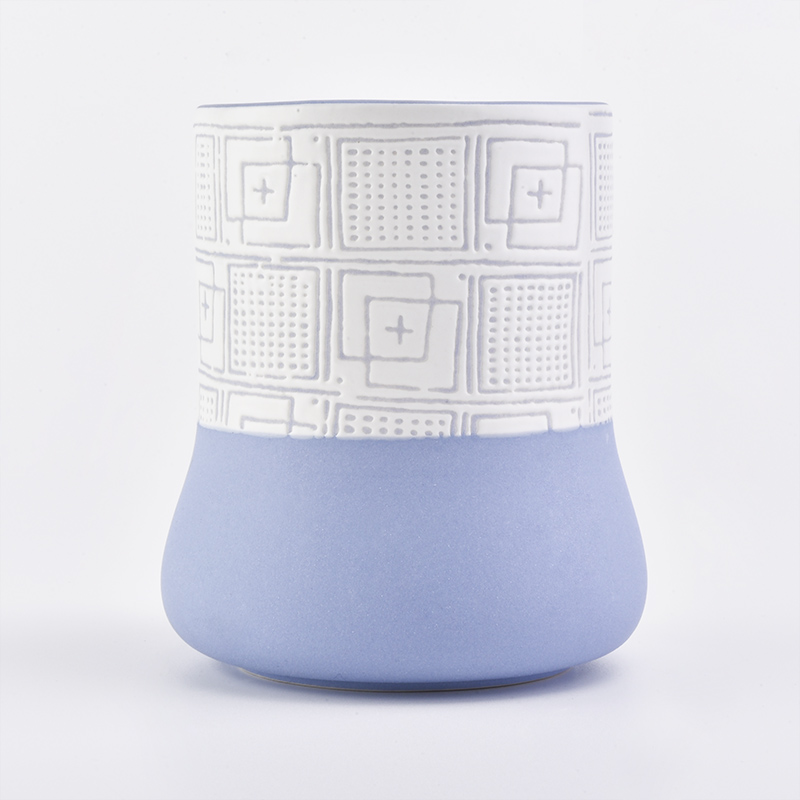 beautiful blue color with unique design for reasonable capacity ceramic candle holder