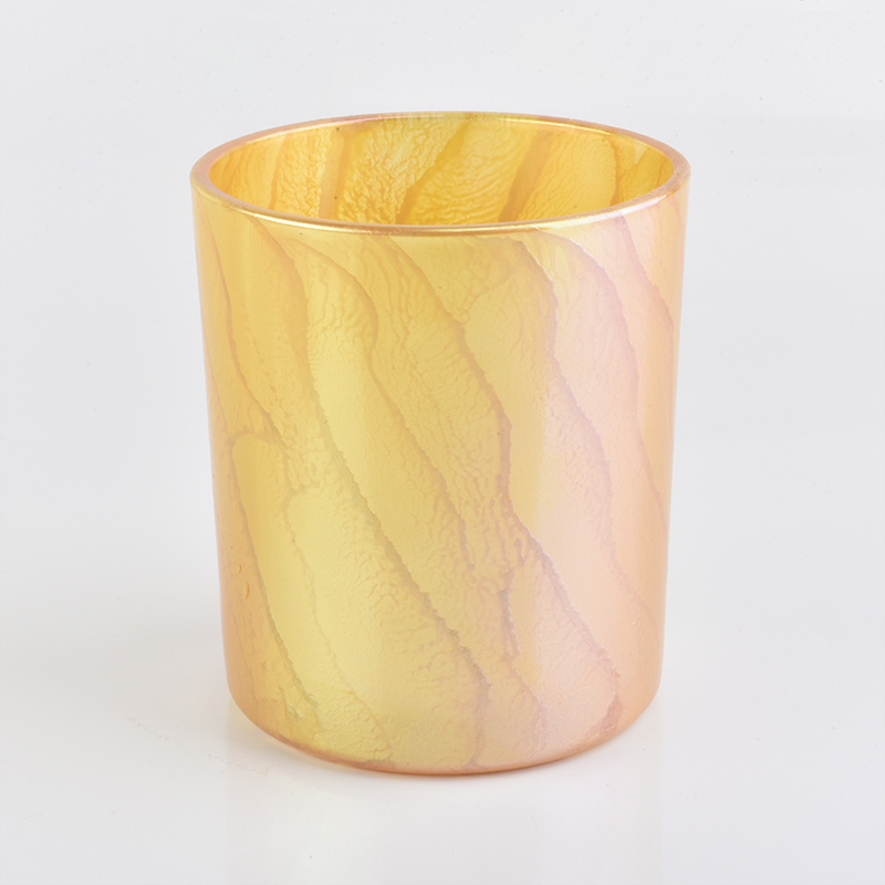 Cylinder glass candle vessel gold desert pattern