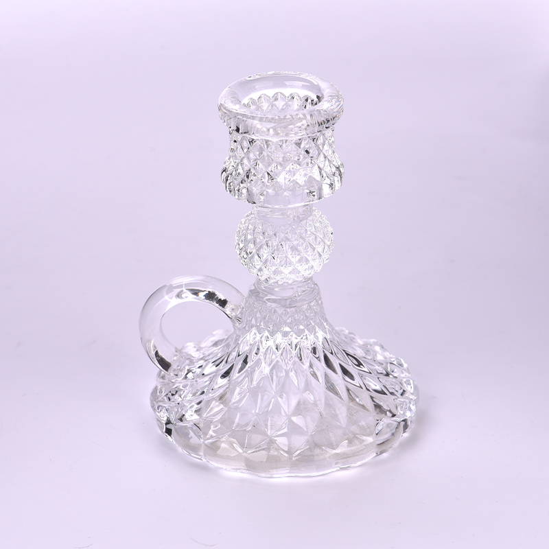 Factory direct sales kettle shape glass candle holder crystal pillar candlestick