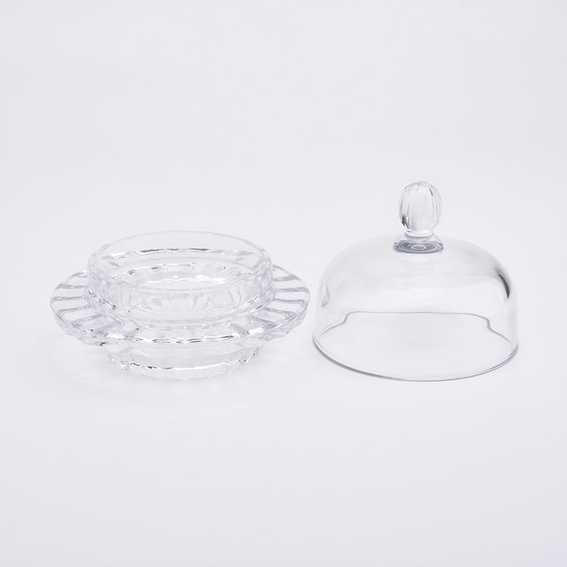 High quality clear glass candle jar with glass lid