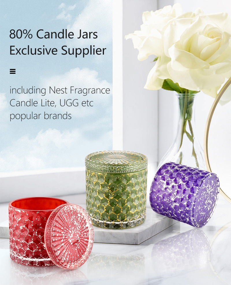 High quality red home decoration candlestick storage candle glass jar with lid High quality red home decoration candlestick storage candle glass jar with lid