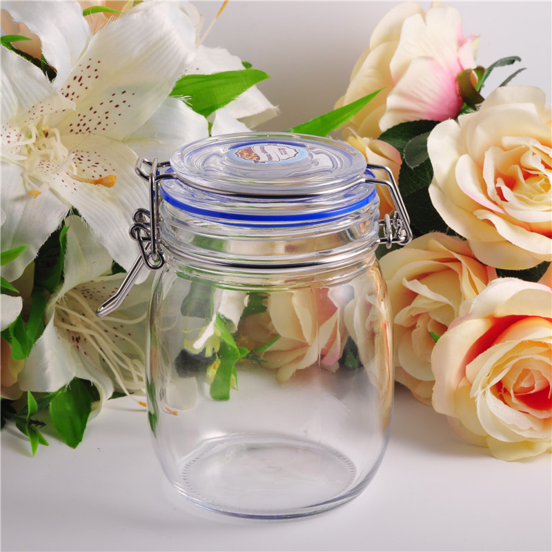 Glass container with lid candy glass jar