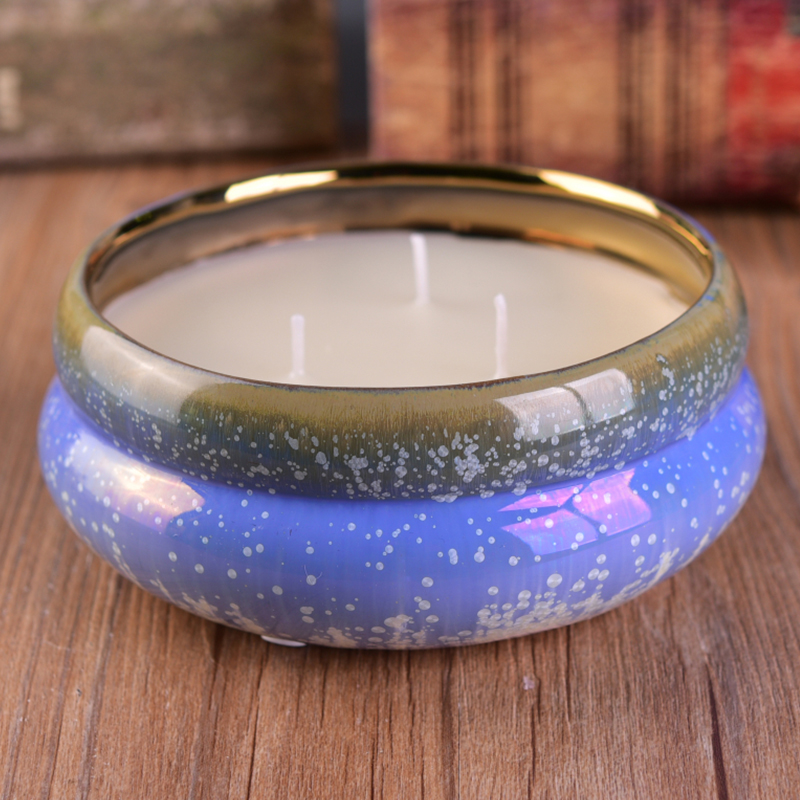 Large capacity 800ml Ceramic candle container with transmutation glaze