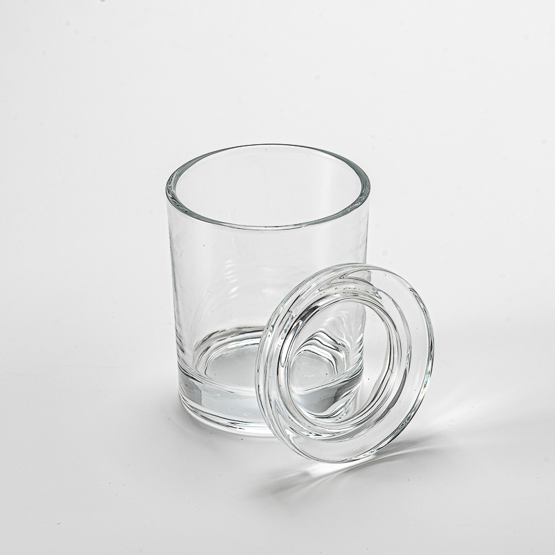 Luxury custom-made simple transparent glass candle jar with lid Luxury custom-made simple transparent glass candle jar with lid