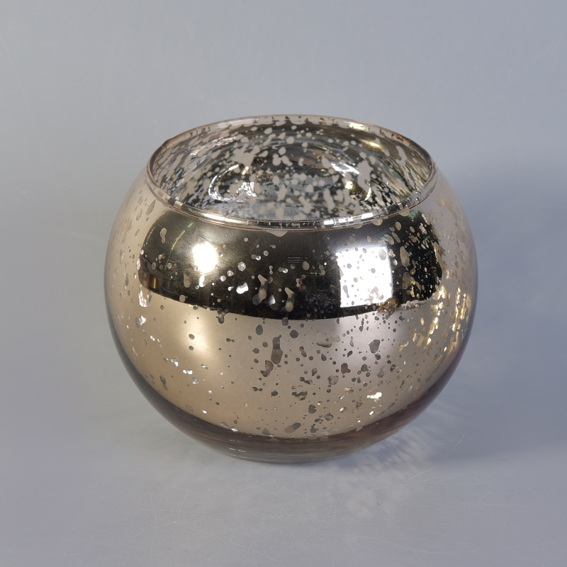 Electro-erosion glass candle holder with gold foil