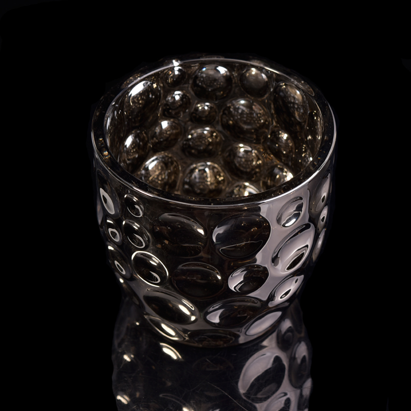 Glass polka-dotted dark color electroplate candle holder Glass polka-dotted dark color electroplate candle holder