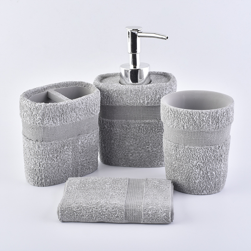 Modern Design Hotel  Concrete Bathroom Accessories Set