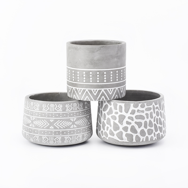 Concrete candle holder with pattern 10oz popular home decoration