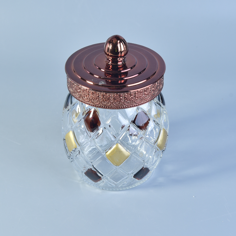800ml big glass storage jar with copper lid