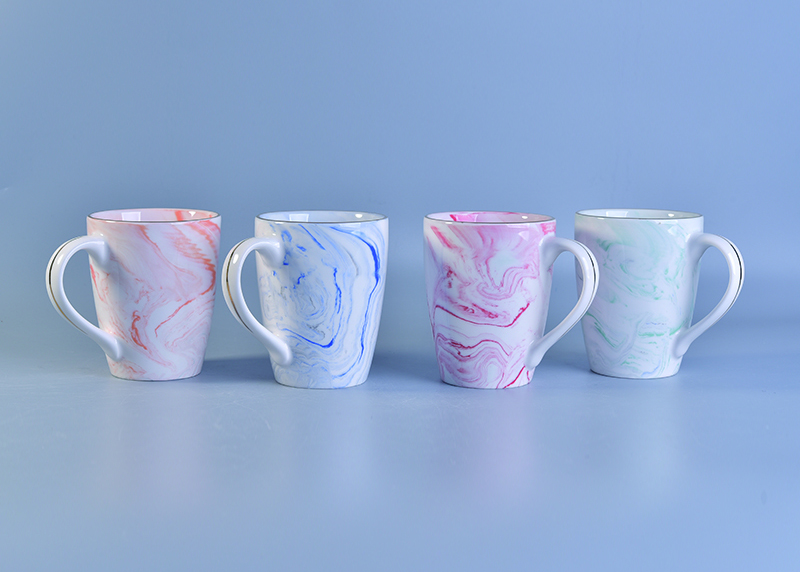 Marbled texture natural style ceramic mug milk cup orange