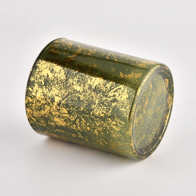 Wholesale home gold green glass candles container matte candle vessels for decorative Wholesale home gold green glass candles container matte candle vessels for decorative