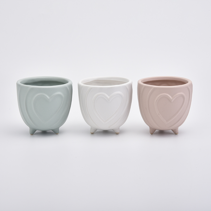 Matte Pink Heart Footed Ceramic Holder Home Decoration