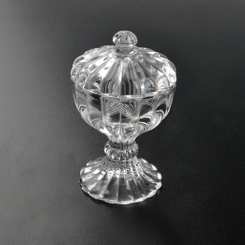 High quality crystal clear Candle Stand with lid luxury tableware