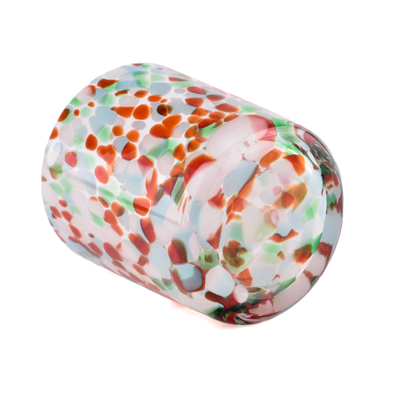 Wholesale custom 529ml speckled multicolor glass candle jar