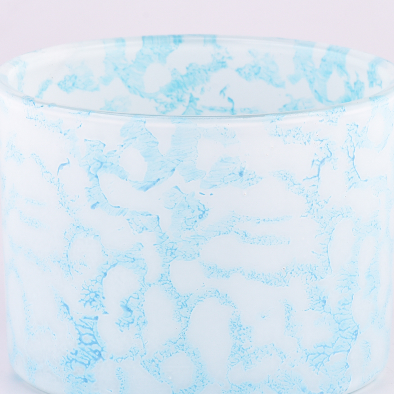 Luxury custom blue glass candle jars for candle making