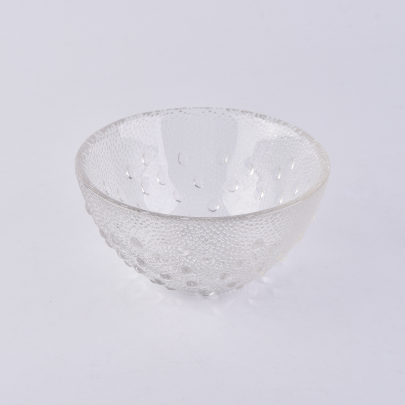 Huge embossed glass candle bowl