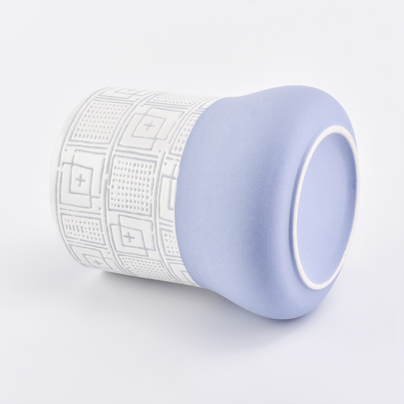 beautiful blue color with unique design for reasonable capacity ceramic candle holder