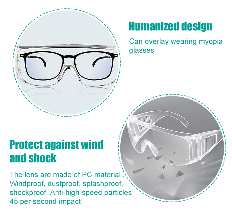 Anti-coronavirus Safety Goggles Transparent Windproof Glasses Anti-coronavirus Safety Goggles Transparent Windproof Glasses