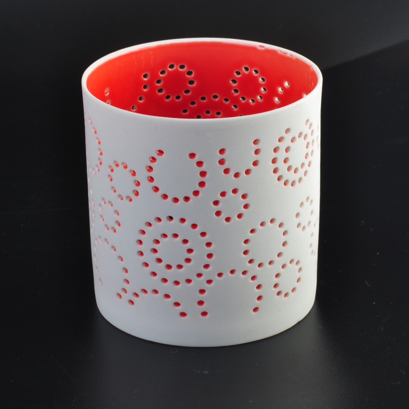 white perforating ceramic candle holder white perforating ceramic candle holder
