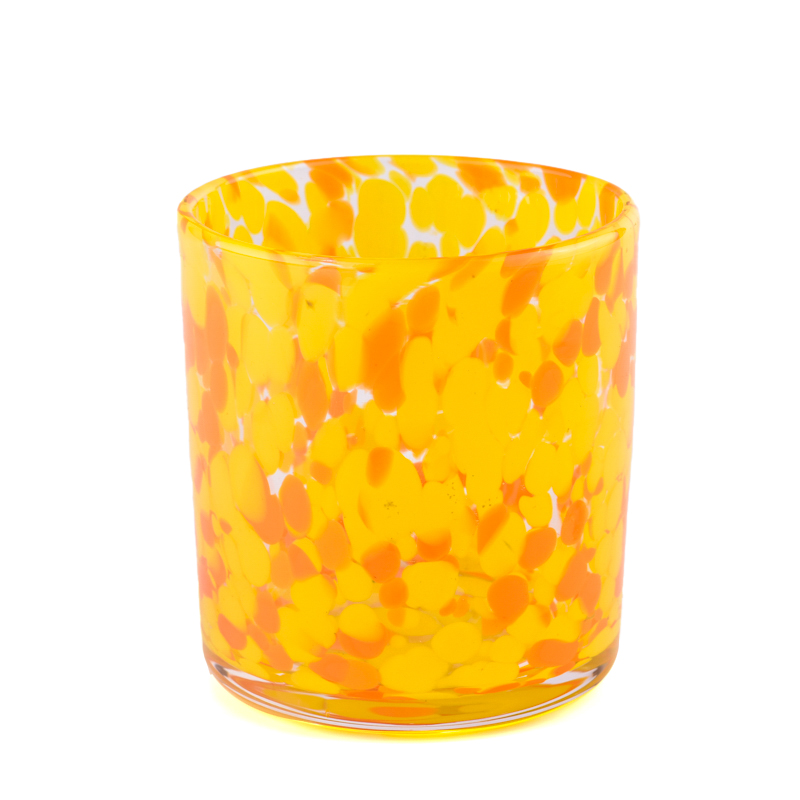 Luxury 529ml empty heat-resistant round egg flower pattern glass candle jar