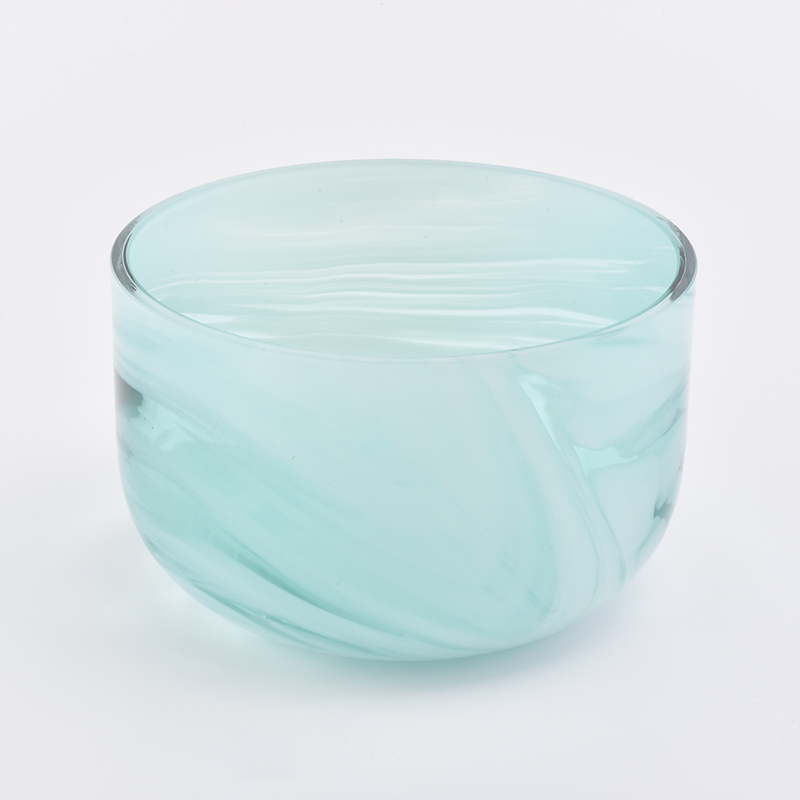marble effect light green cased glass bowl for candle making