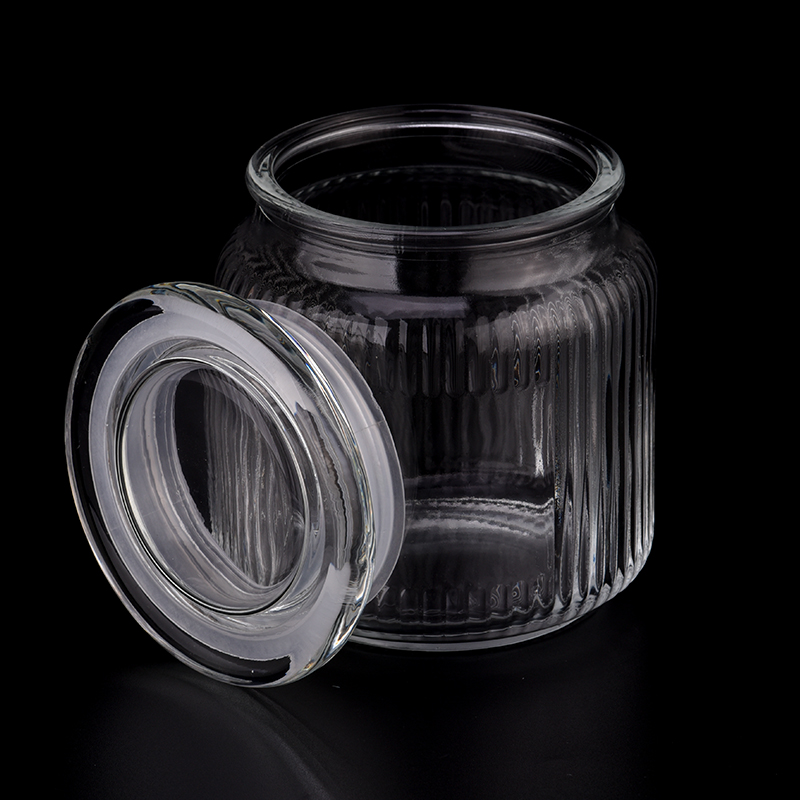 Luxury design 600ml clear glass candle jar with lid