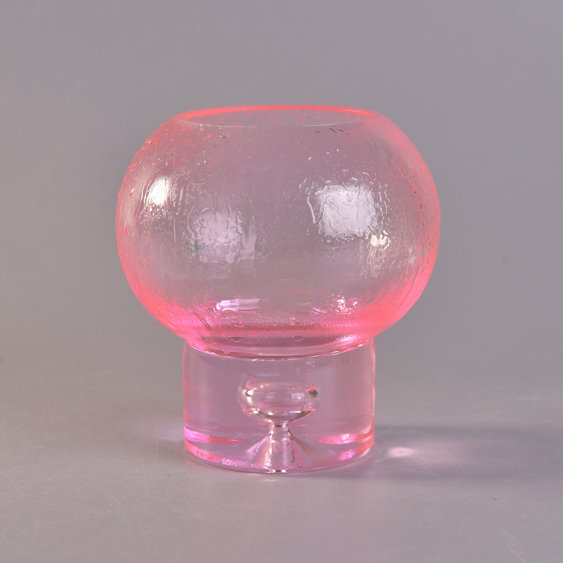 Wholesale unique pink glass candle holder