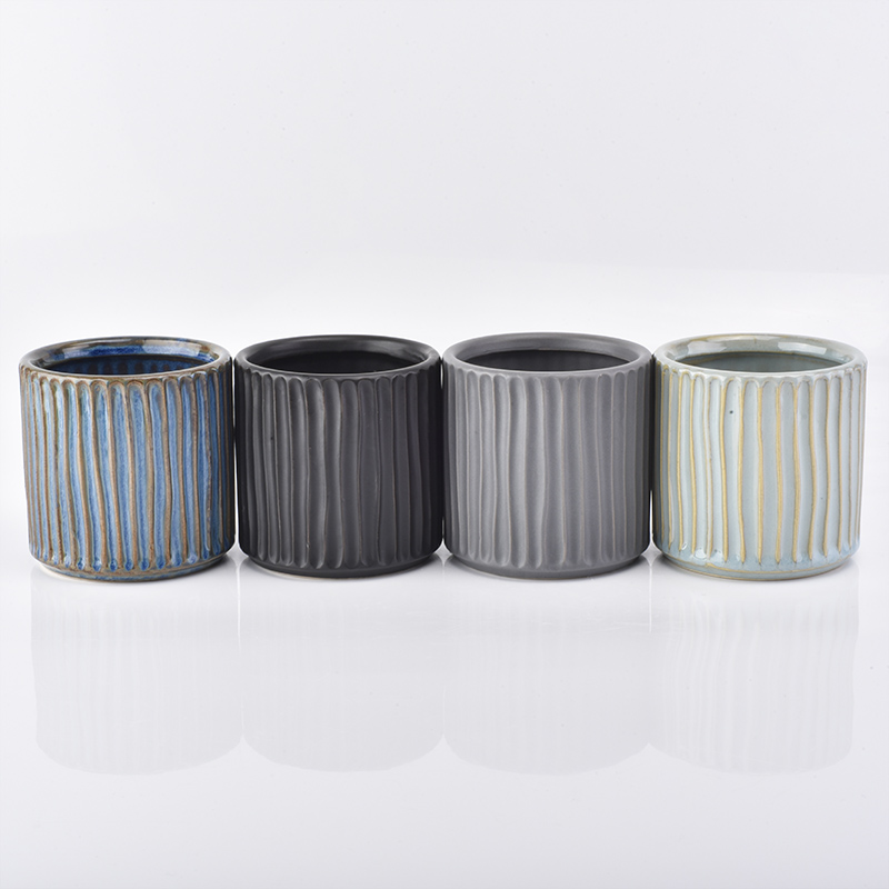 Ceramic stripe candle holder