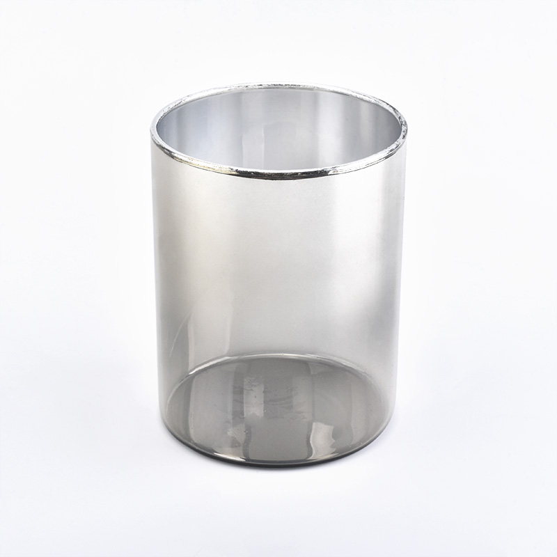 307ml smokey gray cylinder glass candle vessel