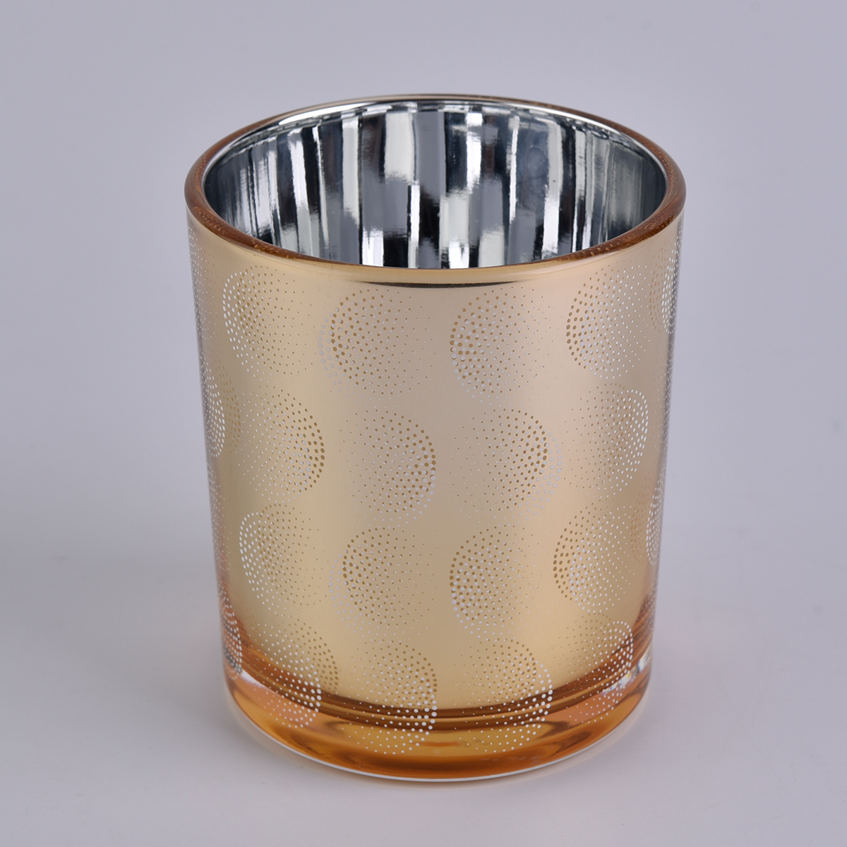 Glass candle jar with silk screen pattern