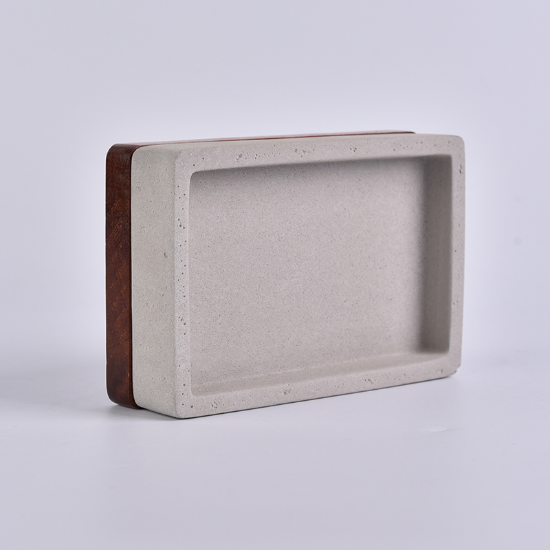 Square concrete soap box with Acacia mangium lid