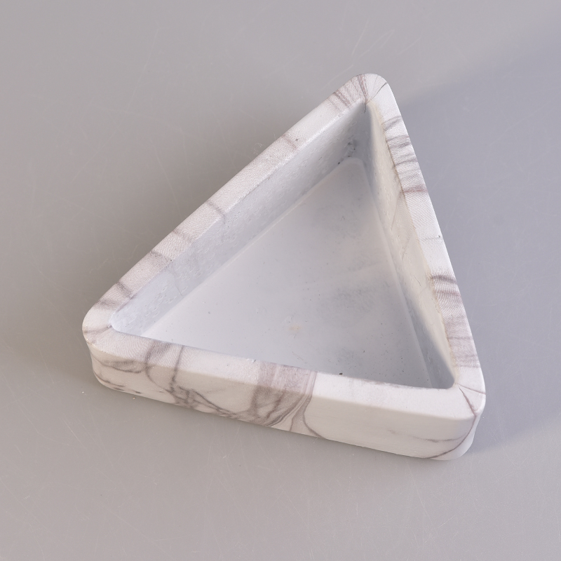 triangle white concrete candle holder with stripes printing