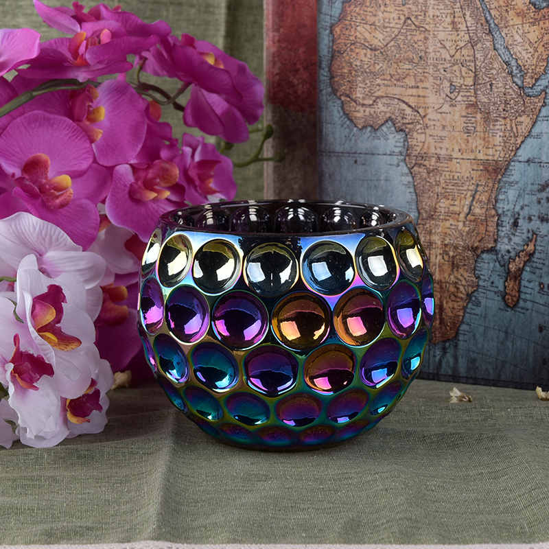 Hand made colourful ball glass candle holder for decoration