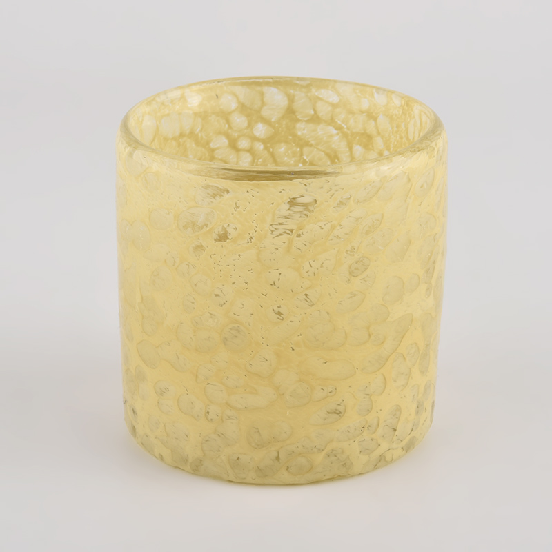 Sunny Glassware etched mosaic effect handmade glass candle vessels